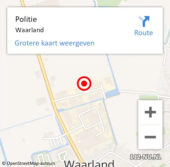 Locatie op kaart van de 112 melding: Politie Waarland op 30 maart 2015 10:04