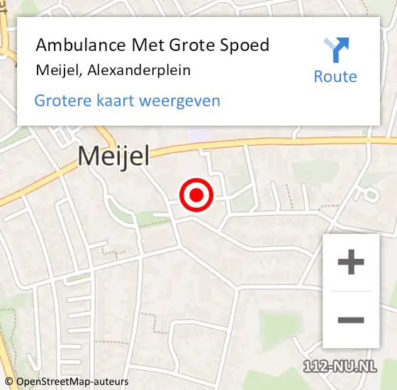 Locatie op kaart van de 112 melding: Ambulance Met Grote Spoed Naar Meijel, Alexanderplein op 30 maart 2015 11:01