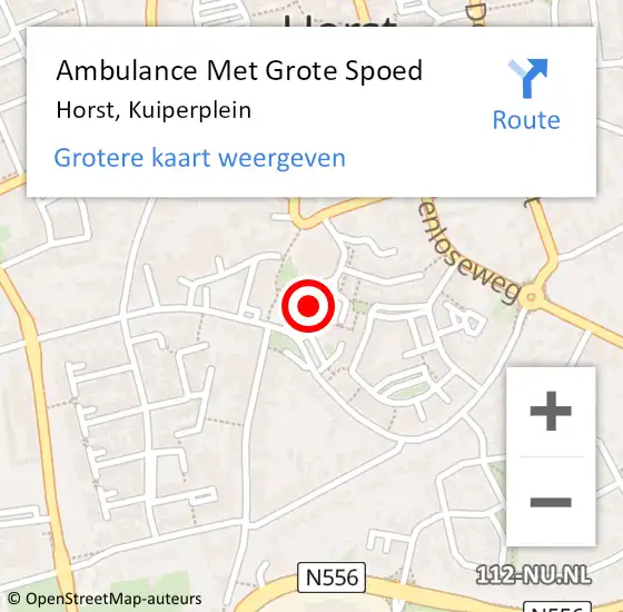 Locatie op kaart van de 112 melding: Ambulance Met Grote Spoed Naar Horst, Kuiperplein op 30 maart 2015 11:04