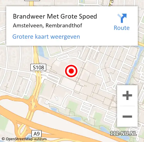 Locatie op kaart van de 112 melding: Brandweer Met Grote Spoed Naar Amstelveen, Rembrandthof op 30 maart 2015 11:28