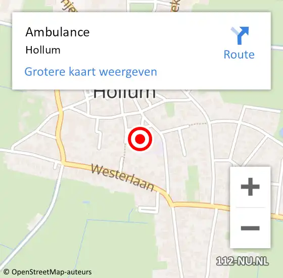 Locatie op kaart van de 112 melding: Ambulance Hollum op 30 maart 2015 11:52