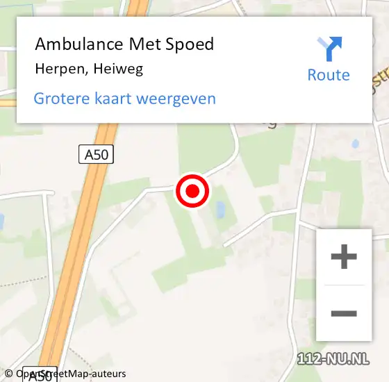 Locatie op kaart van de 112 melding: Ambulance Met Spoed Naar Herpen, Heiweg op 30 maart 2015 11:52