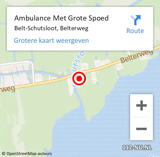 Locatie op kaart van de 112 melding: Ambulance Met Grote Spoed Naar Belt-Schutsloot, Belterweg op 30 maart 2015 11:53