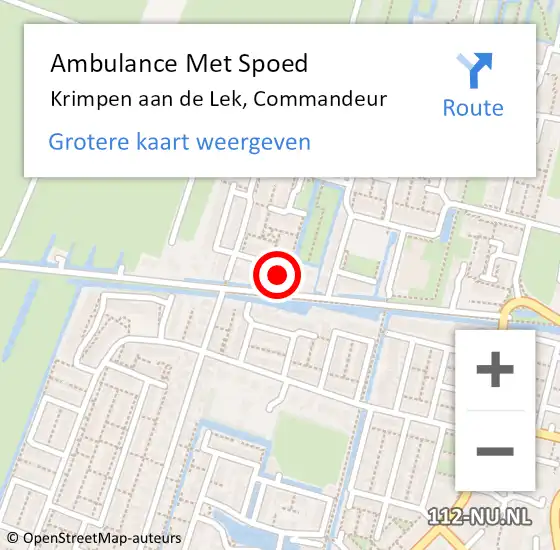 Locatie op kaart van de 112 melding: Ambulance Met Spoed Naar Krimpen aan de Lek, Commandeur op 30 maart 2015 12:37