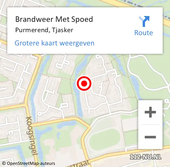 Locatie op kaart van de 112 melding: Brandweer Met Spoed Naar Purmerend, Tjasker op 30 maart 2015 12:43