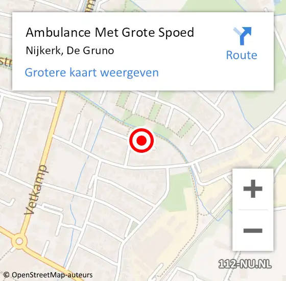 Locatie op kaart van de 112 melding: Ambulance Met Grote Spoed Naar Nijkerk, De Gruno op 30 maart 2015 12:46