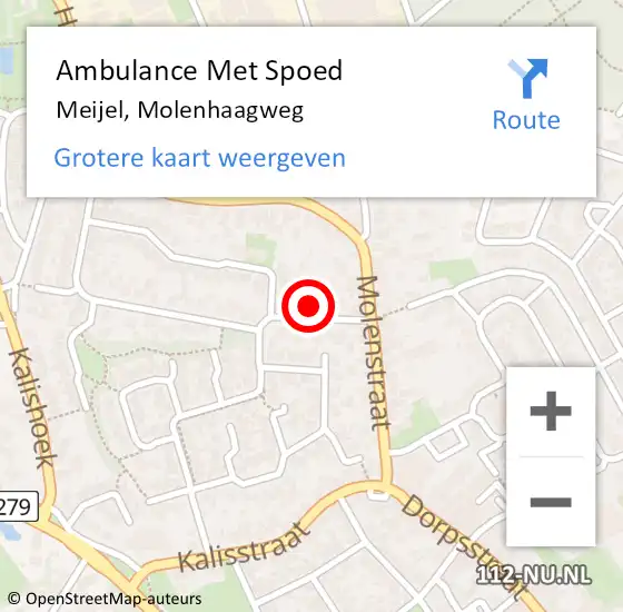 Locatie op kaart van de 112 melding: Ambulance Met Spoed Naar Meijel, Molenhaagweg op 30 maart 2015 13:52