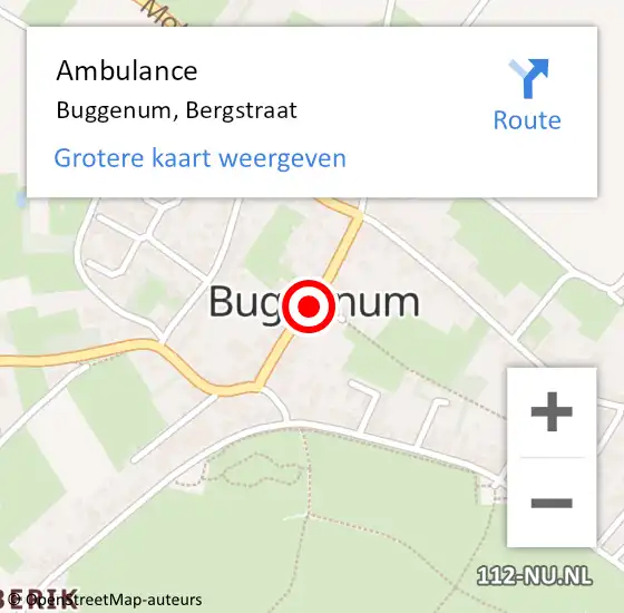 Locatie op kaart van de 112 melding: Ambulance Buggenum, Bergstraat op 30 maart 2015 14:01