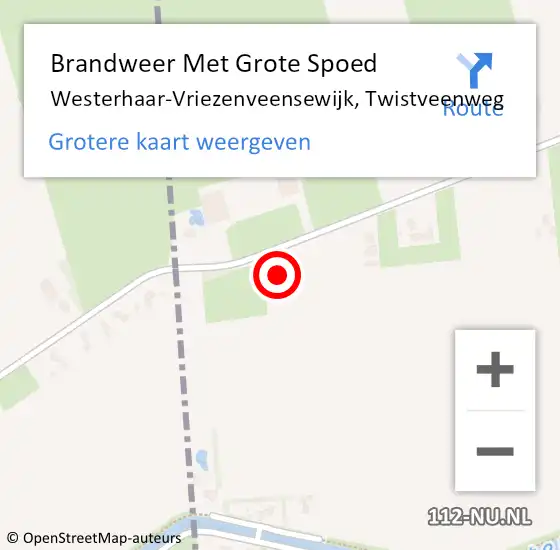 Locatie op kaart van de 112 melding: Brandweer Met Grote Spoed Naar Westerhaar-Vriezenveensewijk, Twistveenweg op 30 maart 2015 14:12