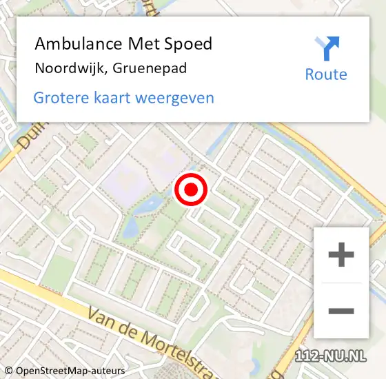 Locatie op kaart van de 112 melding: Ambulance Met Spoed Naar Noordwijk, Gruenepad op 30 maart 2015 14:13