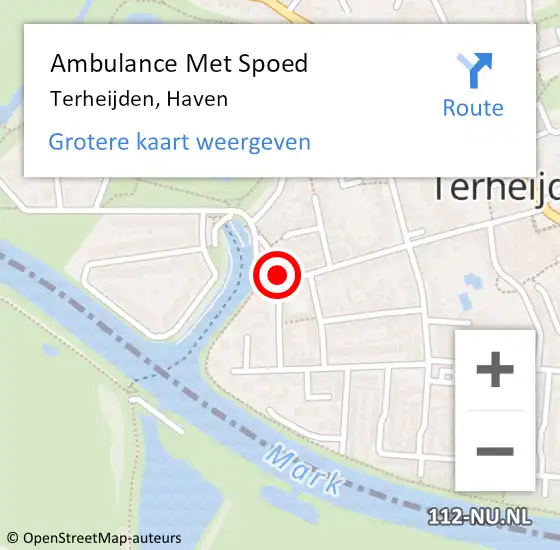 Locatie op kaart van de 112 melding: Ambulance Met Spoed Naar Terheijden, Haven op 30 maart 2015 14:23