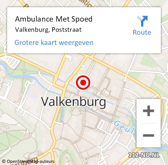 Locatie op kaart van de 112 melding: Ambulance Met Spoed Naar Valkenburg, Poststraat op 30 maart 2015 14:26