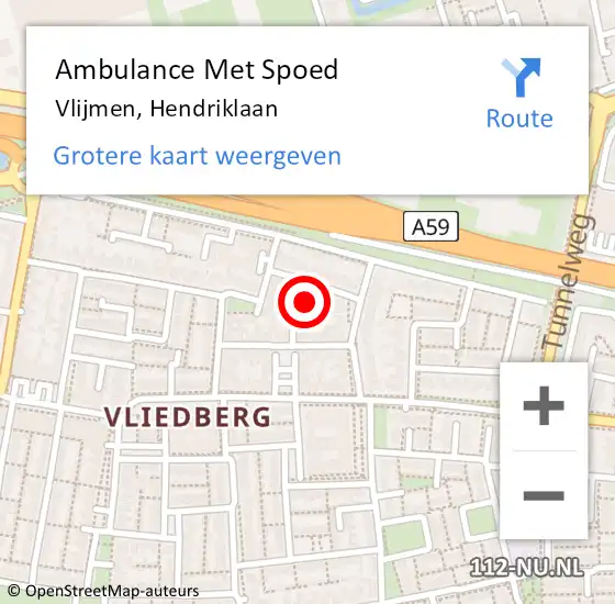 Locatie op kaart van de 112 melding: Ambulance Met Spoed Naar Vlijmen, Hendriklaan op 30 maart 2015 14:33