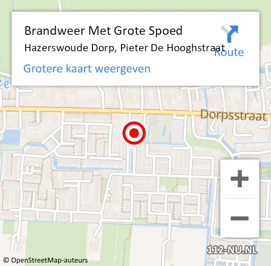 Locatie op kaart van de 112 melding: Brandweer Met Grote Spoed Naar Hazerswoude Dorp, Pieter De Hooghstraat op 30 maart 2015 14:58