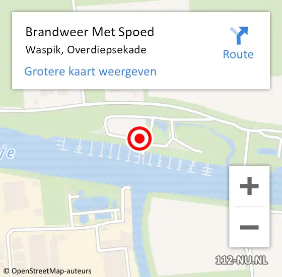 Locatie op kaart van de 112 melding: Brandweer Met Spoed Naar Waspik, Overdiepsekade op 30 maart 2015 15:07