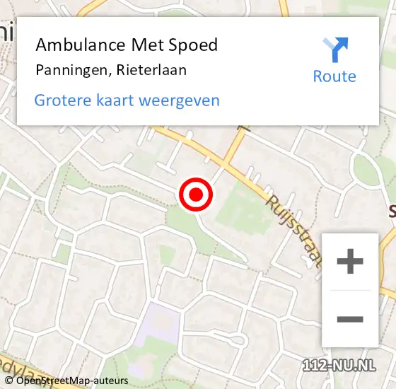 Locatie op kaart van de 112 melding: Ambulance Met Spoed Naar Panningen, Rieterlaan op 30 maart 2015 15:20