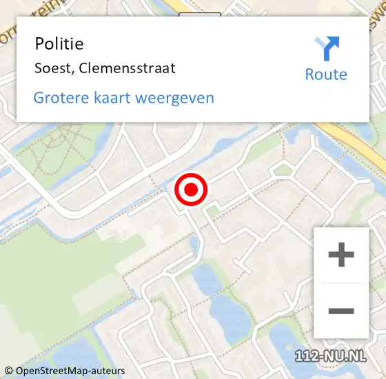 Locatie op kaart van de 112 melding: Politie Soest, Clemensstraat op 30 maart 2015 15:51