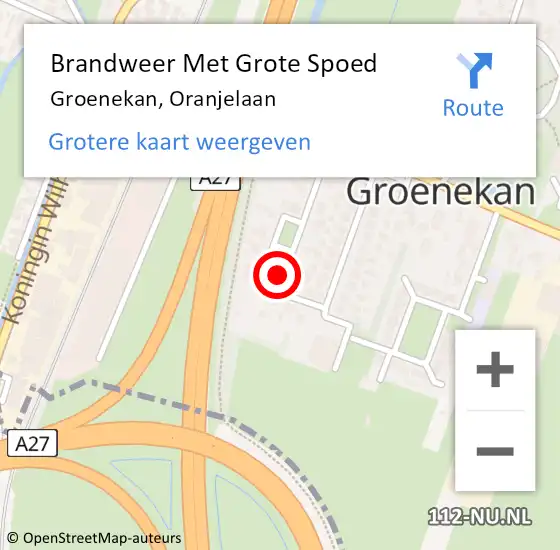 Locatie op kaart van de 112 melding: Brandweer Met Grote Spoed Naar Groenekan, Oranjelaan op 30 maart 2015 16:42