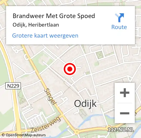 Locatie op kaart van de 112 melding: Brandweer Met Grote Spoed Naar Odijk, Heribertlaan op 30 maart 2015 16:48