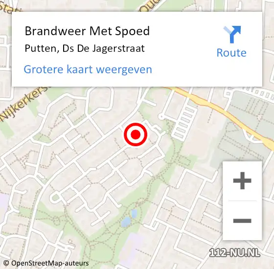 Locatie op kaart van de 112 melding: Brandweer Met Spoed Naar Putten, Ds De Jagerstraat op 30 maart 2015 16:59