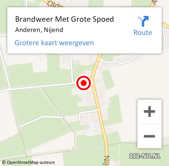 Locatie op kaart van de 112 melding: Brandweer Met Grote Spoed Naar Anderen, Nijend op 30 maart 2015 17:13