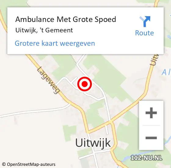 Locatie op kaart van de 112 melding: Ambulance Met Grote Spoed Naar Uitwijk, 't Gemeent op 30 maart 2015 17:47