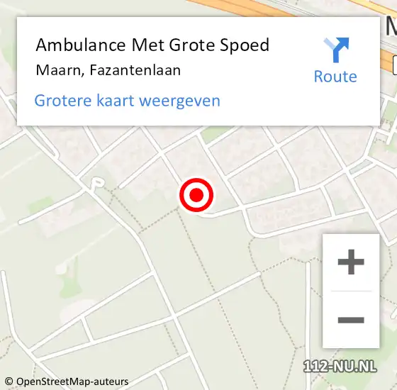 Locatie op kaart van de 112 melding: Ambulance Met Grote Spoed Naar Maarn, Fazantenlaan op 30 maart 2015 17:48