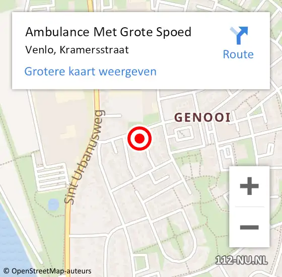 Locatie op kaart van de 112 melding: Ambulance Met Grote Spoed Naar Venlo, Kramersstraat op 30 maart 2015 17:56