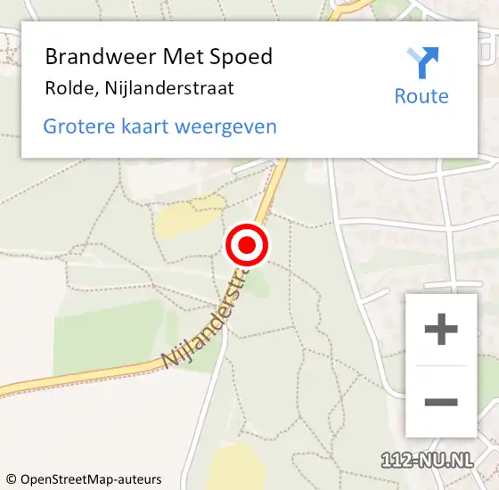 Locatie op kaart van de 112 melding: Brandweer Met Spoed Naar Rolde, Nijlanderstraat op 30 maart 2015 18:12