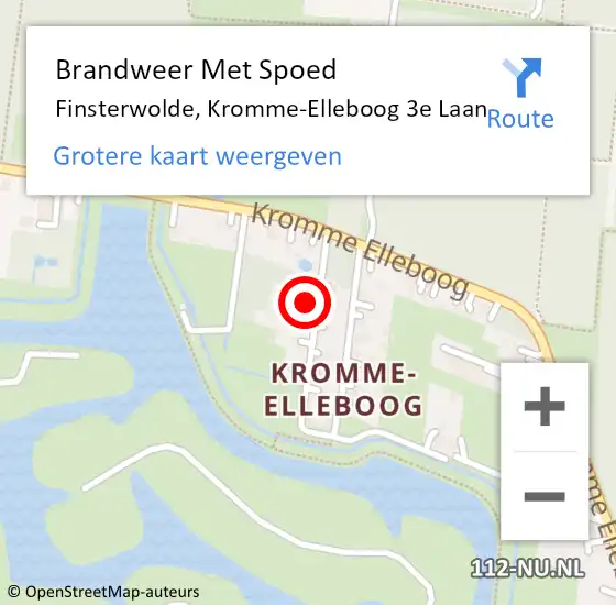 Locatie op kaart van de 112 melding: Brandweer Met Spoed Naar Finsterwolde, Kromme-Elleboog 3e Laan op 3 november 2013 12:49