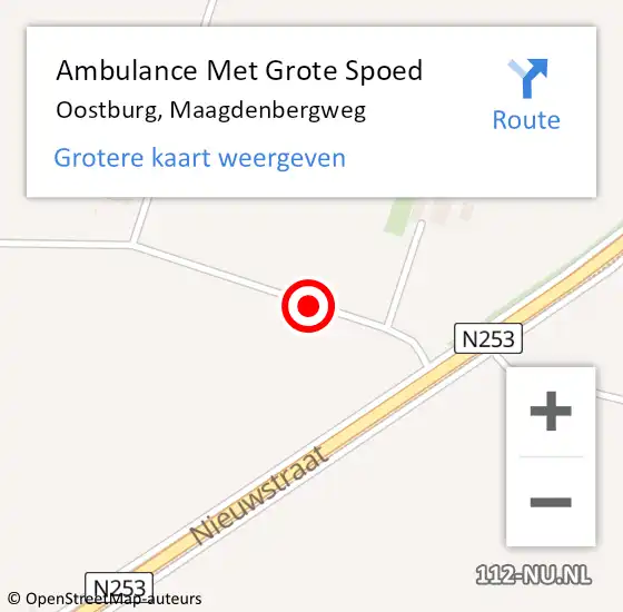 Locatie op kaart van de 112 melding: Ambulance Met Grote Spoed Naar Oostburg, Maagdenbergweg op 3 november 2013 12:53