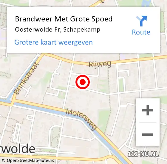 Locatie op kaart van de 112 melding: Brandweer Met Grote Spoed Naar Oosterwolde Fr, Schapekamp op 30 maart 2015 19:58