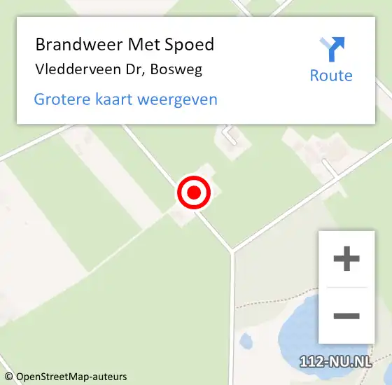 Locatie op kaart van de 112 melding: Brandweer Met Spoed Naar Vledderveen Dr, Bosweg op 30 maart 2015 19:59