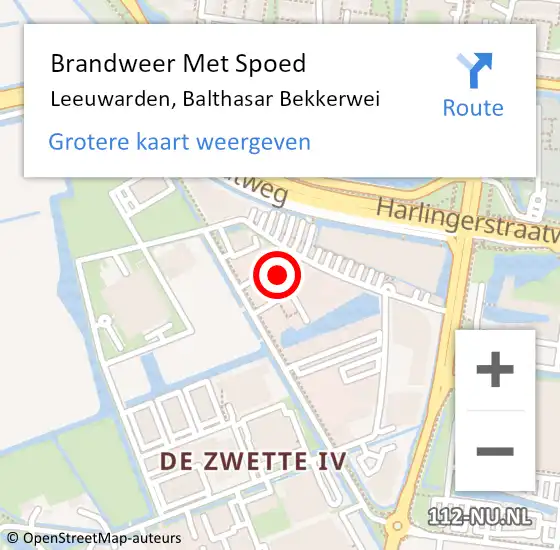 Locatie op kaart van de 112 melding: Brandweer Met Spoed Naar Leeuwarden, Balthasar Bekkerwei op 30 maart 2015 20:21