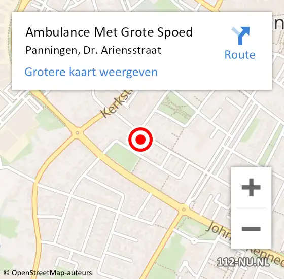 Locatie op kaart van de 112 melding: Ambulance Met Grote Spoed Naar Panningen, Dr. Ariensstraat op 30 maart 2015 21:04