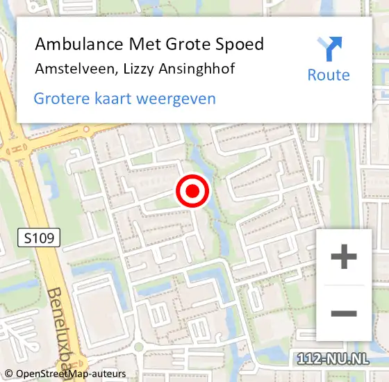 Locatie op kaart van de 112 melding: Ambulance Met Grote Spoed Naar Amstelveen, Lizzy Ansinghhof op 30 maart 2015 21:29