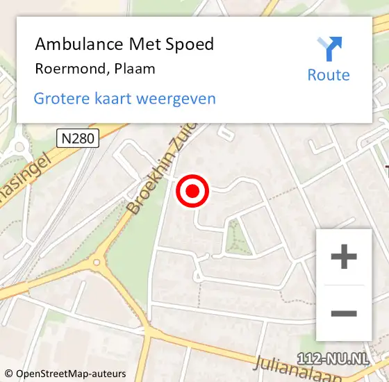 Locatie op kaart van de 112 melding: Ambulance Met Spoed Naar Roermond, Plaam op 30 maart 2015 21:41