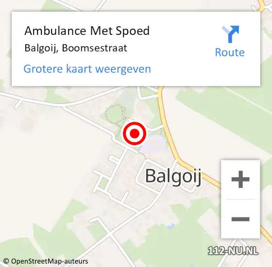 Locatie op kaart van de 112 melding: Ambulance Met Spoed Naar Balgoij, Boomsestraat op 30 maart 2015 22:16