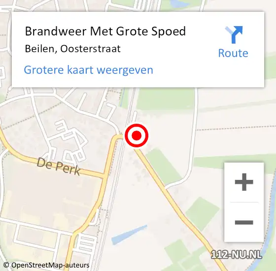 Locatie op kaart van de 112 melding: Brandweer Met Grote Spoed Naar Beilen, Oosterstraat op 30 maart 2015 22:24