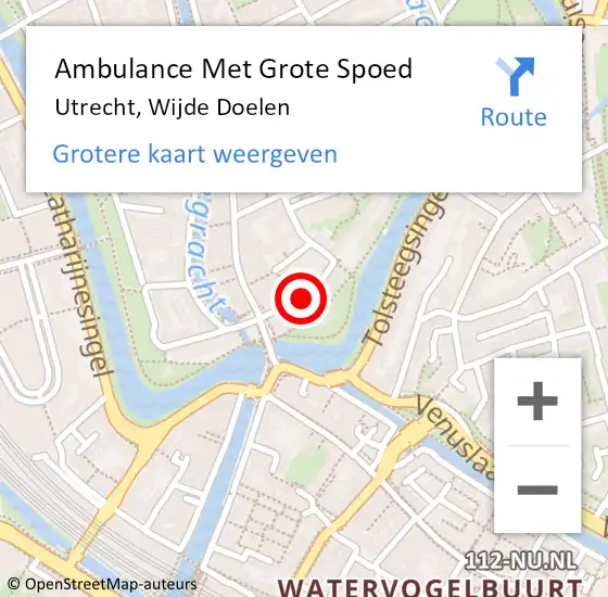 Locatie op kaart van de 112 melding: Ambulance Met Grote Spoed Naar Utrecht, Wijde Doelen op 30 maart 2015 22:36