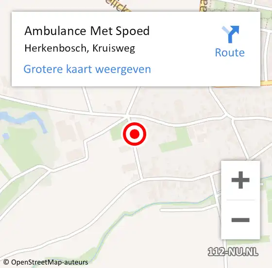 Locatie op kaart van de 112 melding: Ambulance Met Spoed Naar Herkenbosch, Kruisweg op 30 maart 2015 22:51