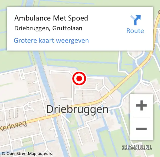 Locatie op kaart van de 112 melding: Ambulance Met Spoed Naar Driebruggen, Gruttolaan op 30 maart 2015 22:58