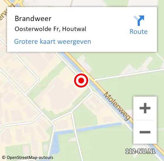 Locatie op kaart van de 112 melding: Brandweer Oosterwolde Fr, Houtwal op 30 maart 2015 23:40