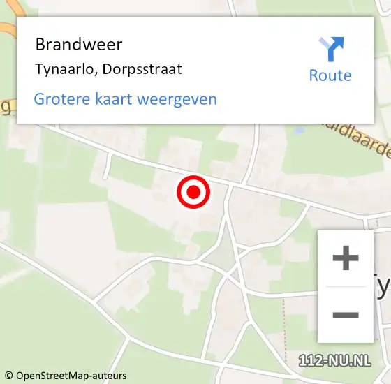 Locatie op kaart van de 112 melding: Brandweer Tynaarlo, Dorpsstraat op 30 maart 2015 23:43