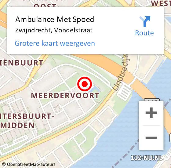 Locatie op kaart van de 112 melding: Ambulance Met Spoed Naar Zwijndrecht, Vondelstraat op 31 maart 2015 00:26