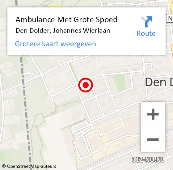 Locatie op kaart van de 112 melding: Ambulance Met Grote Spoed Naar Den Dolder, Johannes Wierlaan op 31 maart 2015 01:45