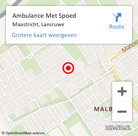 Locatie op kaart van de 112 melding: Ambulance Met Spoed Naar Maastricht, Lansruwe op 3 november 2013 13:31