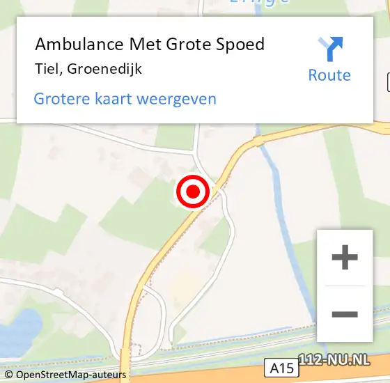 Locatie op kaart van de 112 melding: Ambulance Met Grote Spoed Naar Tiel, Groenedijk op 31 maart 2015 02:41