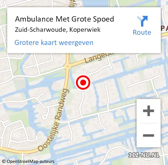 Locatie op kaart van de 112 melding: Ambulance Met Grote Spoed Naar Zuid-Scharwoude, Koperwiek op 31 maart 2015 02:47