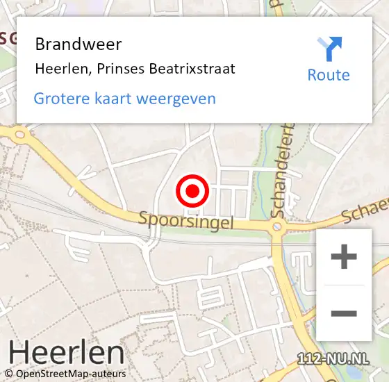 Locatie op kaart van de 112 melding: Brandweer Heerlen, Prinses Beatrixstraat op 31 maart 2015 03:34